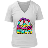 Groovy Peace Sign 60s 70s Tshirt Retro Hippie Soul V-Neck T-Shirt Womens Plus Size S-4XL