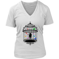 Fantasy Cage T-Shirt - Butterfly Tshirt - Caged Woman Tee - Womens Plus Size Up To 4X