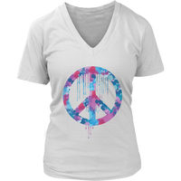 Dripping Paint Peace Sign T-Shirt - Tie Dye Retro Tee - Womens Plus Size up to 4X