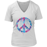 Dripping Paint Peace Sign T-Shirt - Tie Dye Retro Tee - Womens Plus Size up to 4X