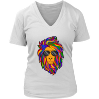 Lion with Rainbow Mane T-Shirt - Cool Wild Animal T Shirt - Womens Plus Size up to 4X