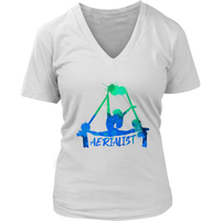 Aerialist Tshirt - Air Silk Acrobat Yoga Aerial Silks Dancer V-Neck T-Shirt Womens Plus Size S-4XL