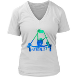 Aerialist Tshirt - Air Silk Acrobat Yoga Aerial Silks Dancer V-Neck T-Shirt Womens Plus Size S-4XL