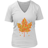 Autumn Season Maple Leaf Tshirt - Fall Leaves T-Shirt - Womens Plus Size Up To 4X