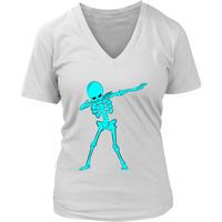 Neon Dabbing Skeleton Tshirt - Dancing Halloween Bones - Womens Plus Size up to 4X