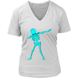 Neon Dabbing Skeleton Tshirt - Dancing Halloween Bones - Womens Plus Size up to 4X