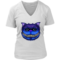 Cheshire Cat Face T-Shirt Big Faced Grinning Cat Tee Shirt - Womens Plus Size Up To 4X