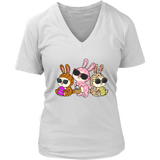 Womens Easter Rabbits T-Shirt Leopard Cheetah Animal Print Plus Size V-Neck Up to 4X