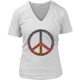 Mandala Peace Sign T-Shirt - 70s Retro Feathers Tee - Womens Plus Size up to 4X