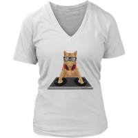 Cat DJ T-Shirt - Kitty Club Disc Jockey Tshirt - Graphic Tee - Womens Plus Size Up To 4X