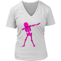 Neon Pink Dabbing Skeleton Tshirt Halloween Dancing Monster - Womens Plus Size up to 4X