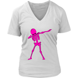 Neon Pink Dabbing Skeleton Tshirt Halloween Dancing Monster - Womens Plus Size up to 4X