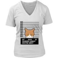 Funny Bad Cats Tee - Police Wanted Cat T-Shirt - Detroit - Womens Plus Size up to 4X