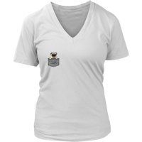 Pug Pocket T-Shirt - Dog Tee Shirt - Pug Puppy Tshirt - Womens Plus Size Up To 4X