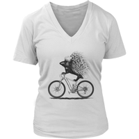 Porcupine Bike Rider Animal Lover Funny Biking Introvert V-Neck T-Shirt Womens Plus Size S-4XL