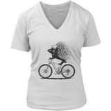 Porcupine Bike Rider Animal Lover Funny Biking Introvert V-Neck T-Shirt Womens Plus Size S-4XL