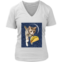 Cat Astronaut T-Shirt - Tacos in Space Tshirt - Funny Tee - Womens Plus Size up to 4X