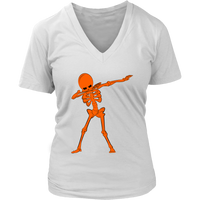 Neon Dabbing Skeleton Tshirt - Creepy Halloween Dancing Bone - Womens Plus Size up to 4X