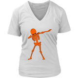 Neon Dabbing Skeleton Tshirt - Creepy Halloween Dancing Bone - Womens Plus Size up to 4X