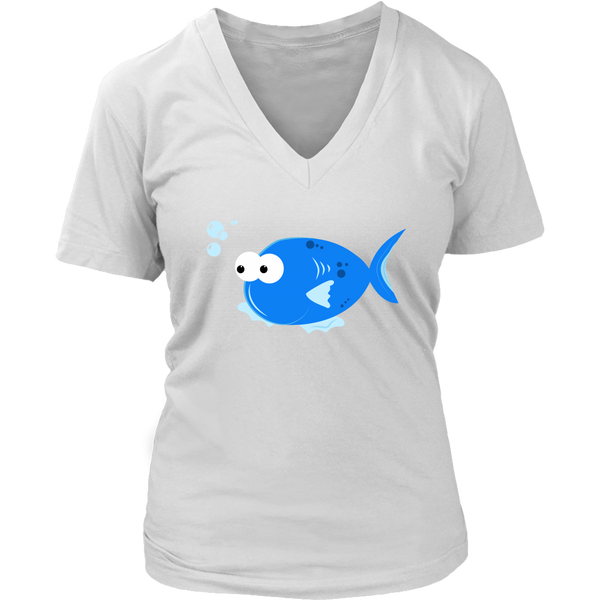 Funny Blue Fish T-Shirt - Blowfish Sea Creature Tee Shirt - Womens Plus Size up to 4X