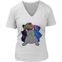 Funny Catnip Plant in Space Tshirt - Cute Cat Nip T-Shirt - Womens Plus Size Up To 4X