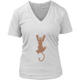 Clinging Cat T-shirt - Kitty Scratches Tshirt - Womens Plus Size Up To 4X