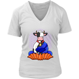 Sitting Cow Meditation Tshirt - Farm Animal Yoga T-Shirt - Womens Plus Size Up To 4X