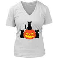 Spooky Black Cat T-Shirt - Halloween Pumpkin Tshirt - Womens Plus Size up to 4X