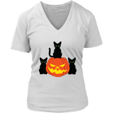 Spooky Black Cat T-Shirt - Halloween Pumpkin Tshirt - Womens Plus Size up to 4X