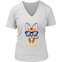 Sarcastic Serval Cat Funny I'm All Ears Wild Animal Feline V-Neck T-Shirt Womens Plus Size S-4XL