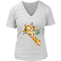 Funny Giraffe Safari Zoo Animal Love Giraffes V-Neck T-Shirt Womens Plus Size S-4XL