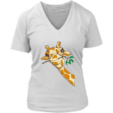 Funny Giraffe Safari Zoo Animal Love Giraffes V-Neck T-Shirt Womens Plus Size S-4XL