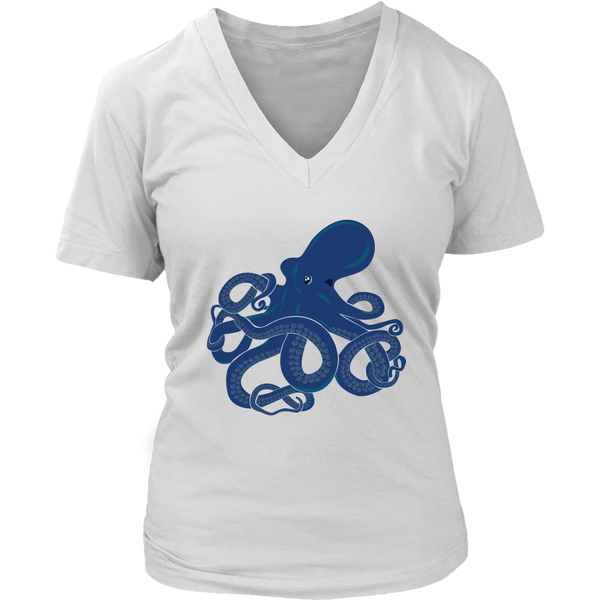 Blue Octopus Tentacles T-Shirt - Kraken Myth Tshirt - Womens Plus Size up to 4X