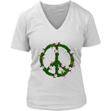 Flowers Vines Peace Sign T-Shirt - Retro 60s 70s Hippie Tee - Womens Plus Size up to 4X