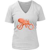 Cycling T-Shirt - Octopus on a Bike Tshirt - Funny Graphic - Womens Plus Size up to 4X