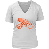 Cycling T-Shirt - Octopus on a Bike Tshirt - Funny Graphic - Womens Plus Size up to 4X