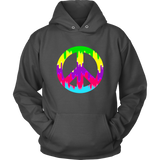 Dripping Paint Peace Sign Hoodie - 60s 70s Hippie Retro Sweatshirt - Long Sleeve - Plus Size Up To 5X