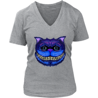 Cheshire Cat Face T-Shirt Big Faced Grinning Cat Tee Shirt - Womens Plus Size Up To 4X