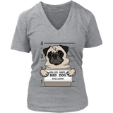 Funny Bad Dog T-Shirt - Pug Jail Mug Shot - Prisoner Puppy - Womens Plus Size Up To 4X