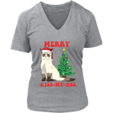 Christmas Cat Tshirt - Grumpy Sad Cats Kiss My Ass T-Shirt - Womens Plus Size Up To 4X