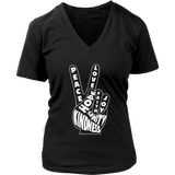 Peace Love Hand Sign T-Shirt - Kindness Unity 60s Retro Tee - Womens Plus Size up to 4X