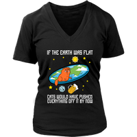 Funny Flat Earth Cat Joke T-Shirt - Flat Earther Society - Womens Plus Size Up To 4X