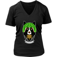 Funny Border Collie Dog Pun Melancholy Dogs V-Neck T-Shirt Womens Plus Size S-4XL