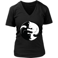 Cute Cat T-Shirt - Yin Yang Tshirt - Cats in a Ying Yang - Womens Plus Size up to 4X