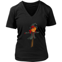 Scarecrow Pumpkin Halloween Tshirt - Scary Costume Tee - Womens Plus Size up to 4X