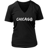 Chicago Illinois Peace Sign T-Shirt Retro Hippie Windy City Womens Plus Size