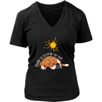 Sleeping Dog Tshirt - Summer Sun Tanning T-Shirt - Bulldog - Womens Plus Size Up To 4X