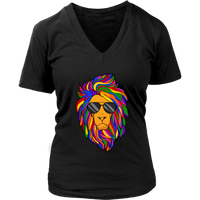 Lion with Rainbow Mane T-Shirt - Cool Wild Animal T Shirt - Womens Plus Size up to 4X