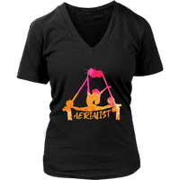 Aerialist Gymnastics Tshirt - Aerial Dancer Gymnast V-Neck T-Shirt Womens Plus Size S-4XL