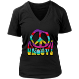 Distressed Groovy Peace Sign 60s 70s Tshirt Retro Hippie Soul V-Neck T-Shirt Womens Plus Size S-4XL